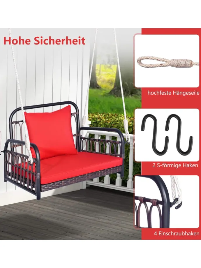 Hängesessel 180kg belastbar in Rot