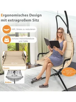 Hängesessel mit Gestell in Beige