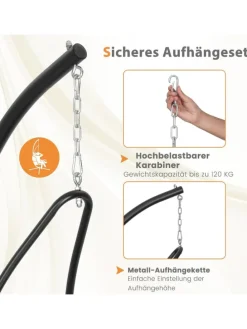 Hängesessel mit Gestell in Beige