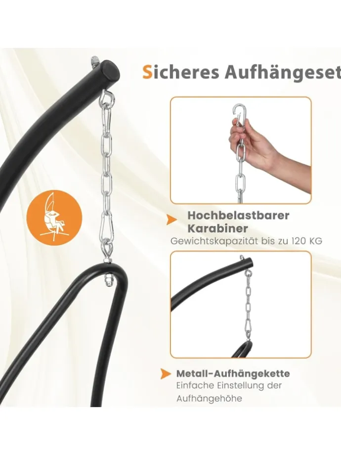 Hängesessel mit Gestell in Beige