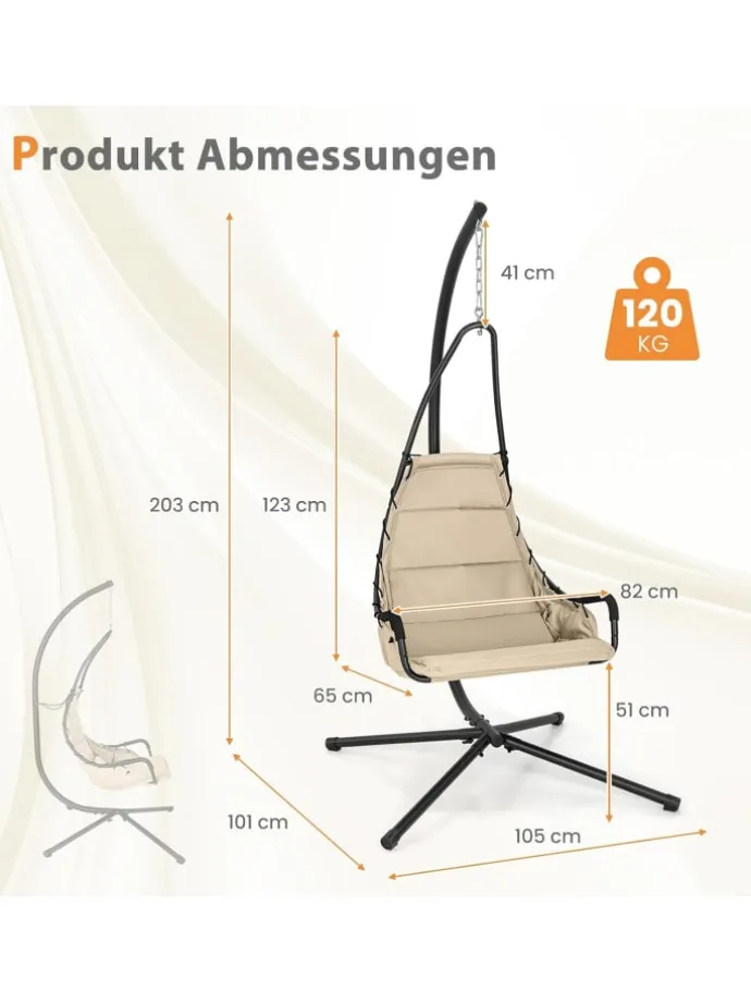 Hängesessel mit Gestell in Beige