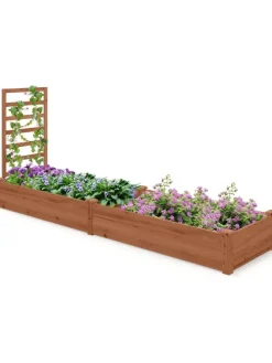 Hochbeet mit Rankgitter in Braun