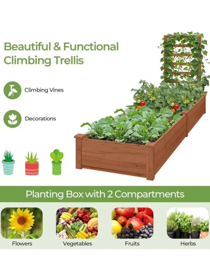 Hochbeet mit Rankgitter in Braun