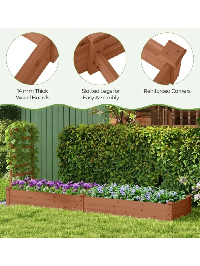 Hochbeet mit Rankgitter in Braun