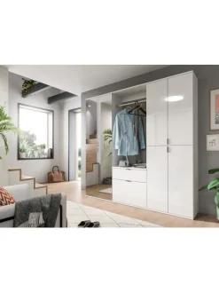 Hochschrank (B/H/T: 61x193x34 cm) in weiß und weiß Hochglanz