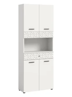 Hochschrank breit in weiß Melamin/weiß Melamin - (B) 70 x (H) 187 x (T) 34