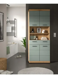 Hochschrank in Artisan Eiche/Salbei - (B) 74 x (H) 191 x (T) 31
