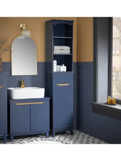 Hochschrank in Blau - (B)35 x (H)170 x (T)30cm