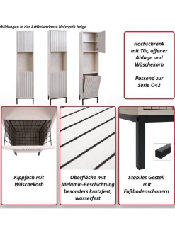 Hochschrank O42, Holzoptik natur