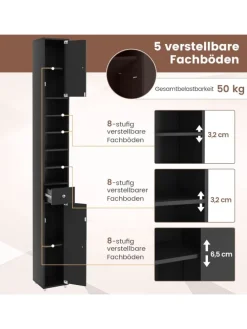Hochschrank schmal 180 cm in Schwarz