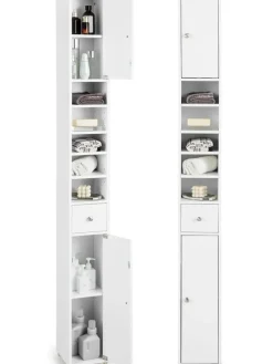 Hochschrank schmal 180 cm in Weiß