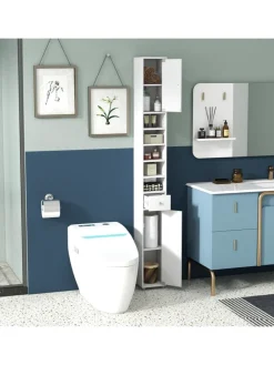 Hochschrank schmal 180 cm in Weiß