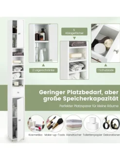 Hochschrank schmal 180 cm in Weiß