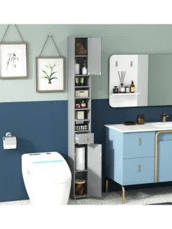 Hochschrank schmal 180 cm in Grau