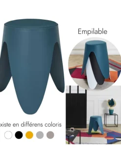 Hocker ''Eve'' in Dunkelblau - (H)46 - Ø 30 cm