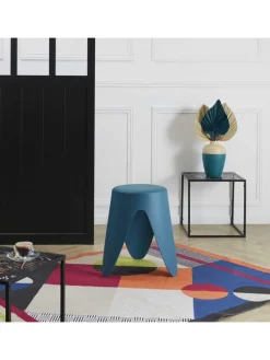 Hocker ''Eve'' in Dunkelblau - (H)46 - Ø 30 cm