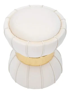 Hocker "Flower" in Weiß/ Gold - (H)44 x Ø 40 cm