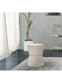 Hocker in Creme - (H)52 x Ø 43 cm