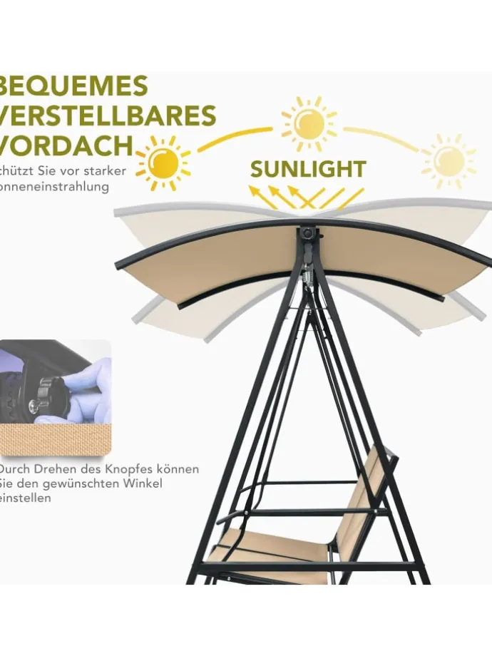 Hollywoodschaukel 2-Sitzer in Beige