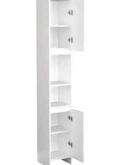 Holz Badmöbel Badschrank Hochschrank Malira in Weiß