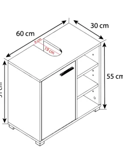Holz Badmöbel Badunterschrank Waschbecken Zalo L in Weiß