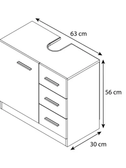 Holz Badmöbel Badunterschrank Zalo XL Schublade in Weiß / Schwarz