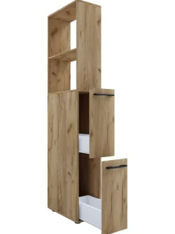 Holz Badmöbel Nischenschrank Schublade Sadilo XL in Honig-Eiche