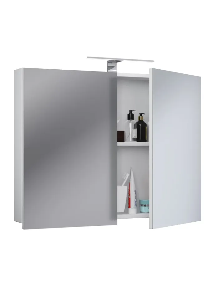 Holz Badmöbel Spiegelschrank Spiegel Badinos 60 cm in Weiß