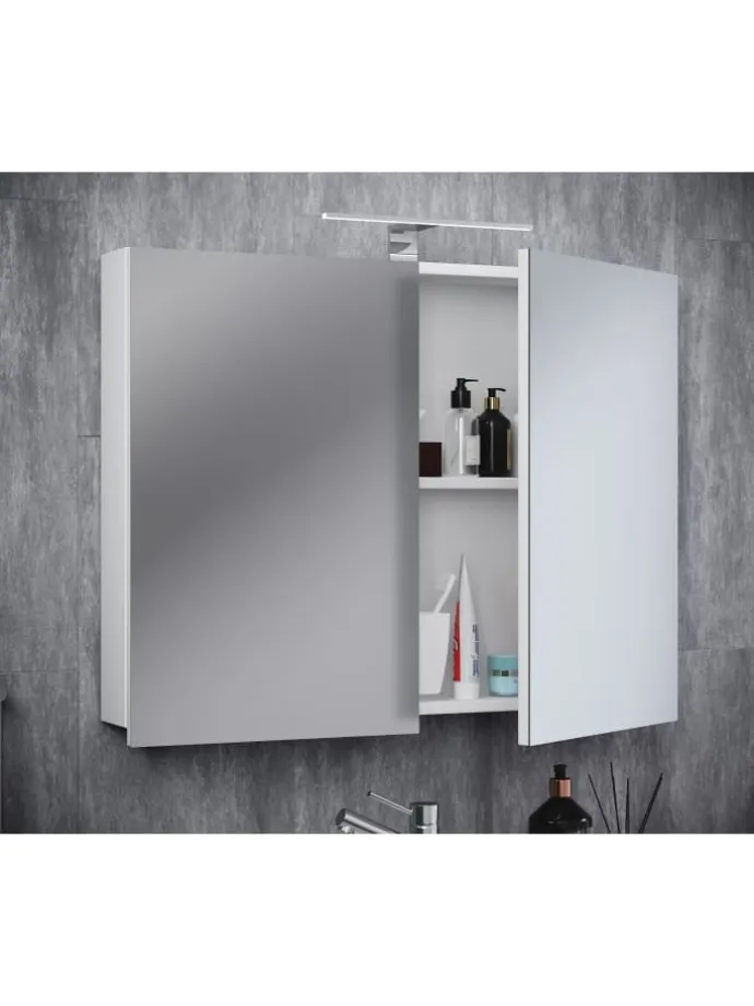 Holz Badmöbel Spiegelschrank Spiegel Badinos 60 cm in Weiß