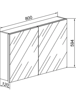 Holz Badmöbel Spiegelschrank Spiegel Badinos 80 cm in Honig-Eiche