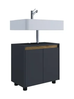 Holz Badschrank Badunterschrank Waschbecken Cosila in Anthrazit / Honig-Eiche