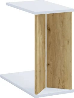 Holz Beistelltisch Couchtisch Sofatisch Nachto M in Weiß / Honig-Eiche