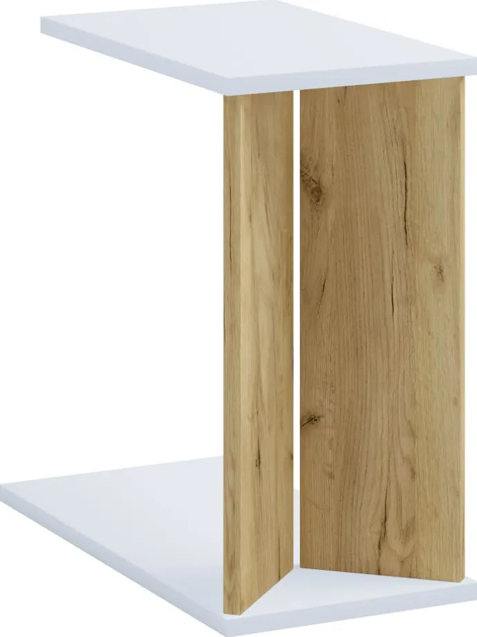 Holz Beistelltisch Couchtisch Sofatisch Nachto M in Weiß / Honig-Eiche
