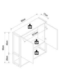 Holz Metall Spiegelschrank Spiegel Edino 60x60 in Honig-Eiche