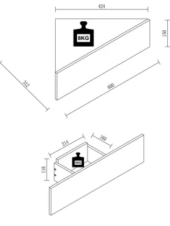 Holz Wandschublade Eckregal Nachttisch Usal S in Weiß