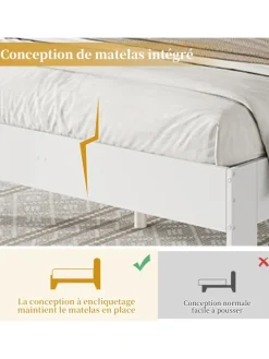 Holzbett Doppelbett mit Lattenrost und Nachttischen 140x200cm in Weiß