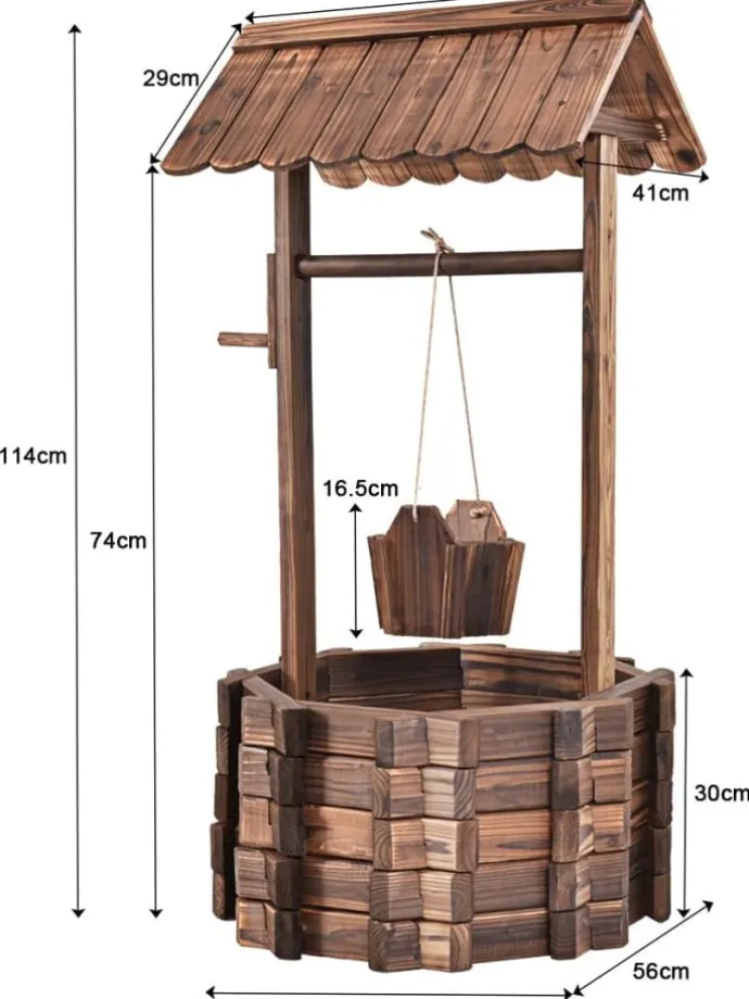 Holzbrunnen mit Dach in Braun