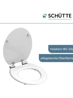 Holzkern WC-Sitz WHITE, mit Absenkautomatik