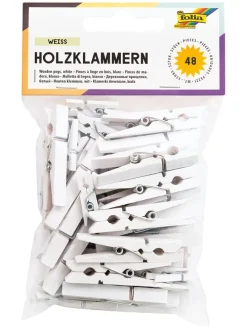 Holzklammern in Weiß - 48 Stück