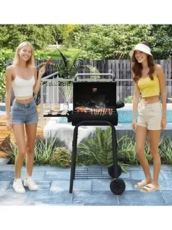 Holzkohlegrill Grillwagen 84,5 x 49 x 110,5 cm in Schwarz