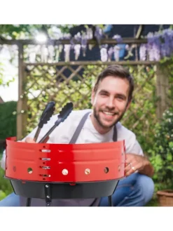 Holzkohlegrill in Schwarz/ Rot - Ø 37 cm