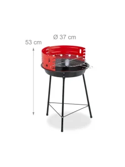 Holzkohlegrill in Schwarz/ Rot - Ø 37 cm