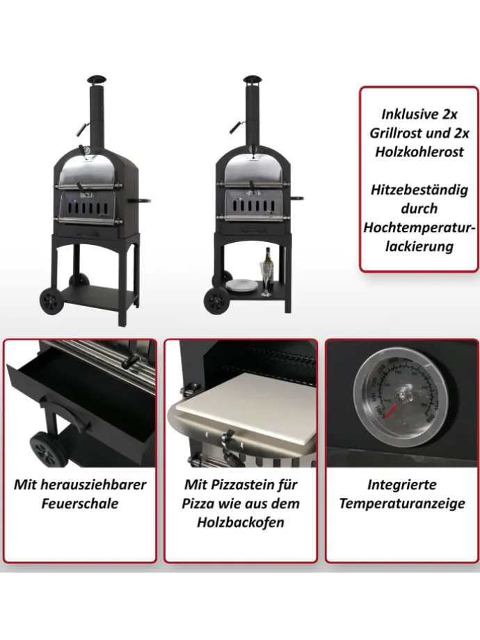 Holzkohlegrill N15 Grillrost Holzkohlerost Pizzastein