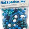 Holzperlen in Blau - 60 g
