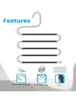 Hosenbügel S-Form Edelstahl Kleiderbügel in 5 Stück Silber