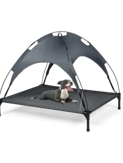 Hundebett mit Baldachin XL in Grau