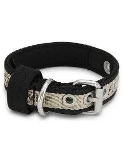 Hundehalsband in Beige/ Schwarz
