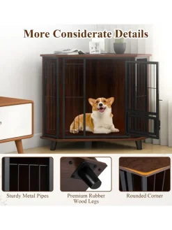 Hundehütte Eck Hundekäfig 60 x 60 x 71,5 cm in Braun
