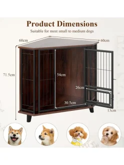 Hundehütte Eck Hundekäfig 60 x 60 x 71,5 cm in Braun