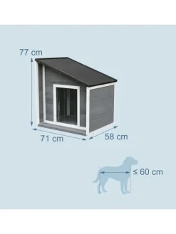Hundehütte in Grau/ Weiß – (B)71 x (H)77 x (T)58 cm